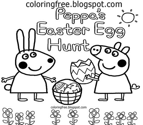 pin  sandy  peppa pig easter coloring pages bunny coloring pages