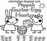 Peppa Pig Coloring Pages Easter Color Egg Rebecca Rabbit Easy Drawing Printable Hunt Cartoon Colouring Kids Bunny School Eggs Worksheets sketch template