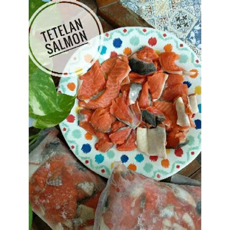 tetelan salmon  gr beku frozen potongan ikan salmon beku tetelan