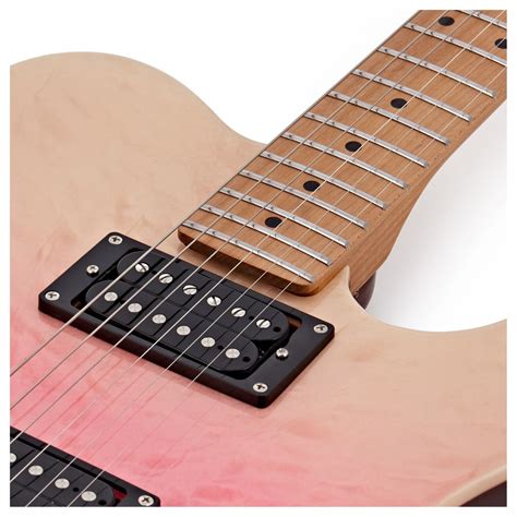 jet guitars jt  roasted maple quilted transparent pink  gearmusic