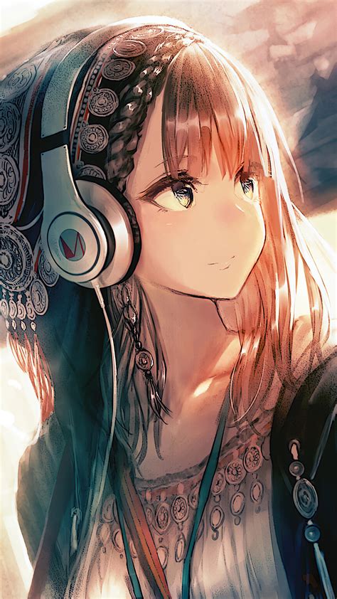 1080x1920 Anime Girl Headphones Looking Away 4k Iphone 7 6s 6 Plus