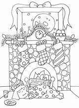 Christmas Fireplace Coloring Dolls Dearie Stamps Digi Pages Books Drawing Color Embroidery Adult Designs Freedeariedollsdigistamps Digital Beautiful Getdrawings Book Stamp sketch template