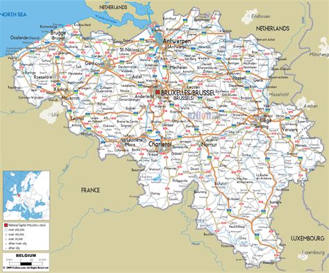 detailed clear large road map  belgium ezilon maps