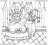 Cinderella Coloring Outline Prince Dancing Royalty Illustration Clipart Rf Bannykh Alex Regarding Notes sketch template