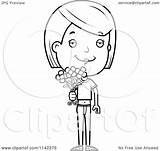 Teenage Adolescent Holding Flowers Girl Clipart Cartoon Cory Thoman Outlined Coloring Vector 2021 sketch template