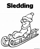 Coloring Sledding Winter Pages Printable Color Book sketch template