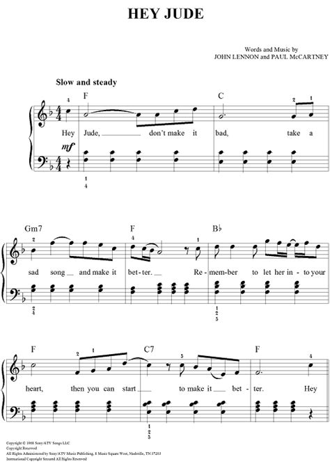 hey jude easy piano   beatles scored  easy piano