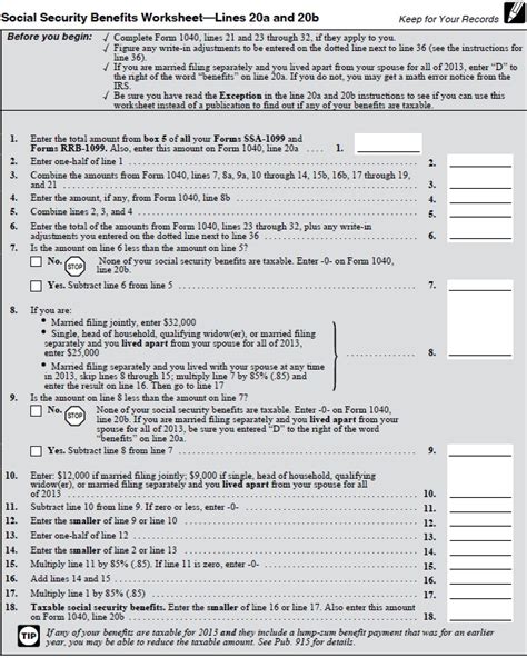 taxable social security worksheet goal keeping intelligence