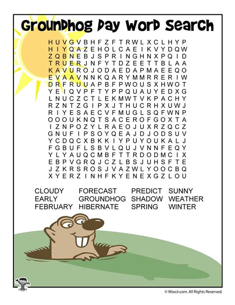 february word search packet groundhog day activities word word