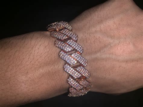 19mm Iced Out Prong Bracelet In Rose Gold Jewlz Express