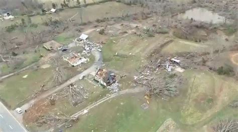 drone footage shows widespread destruction  tornadoes