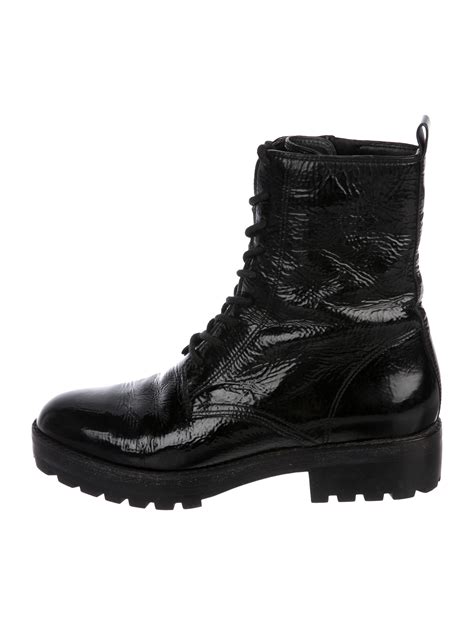 michael kors patent leather combat boots shoes mic  realreal