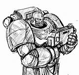 Space Marine Coloring Chaos Pages Template Armor sketch template
