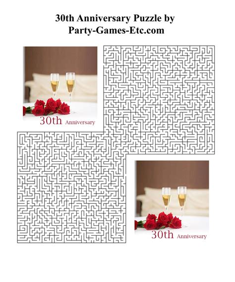 printable  anniversary party game    paper activity