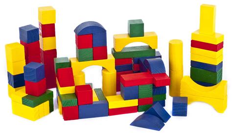 pieces classic wooden construction building blocks bricks kids toy