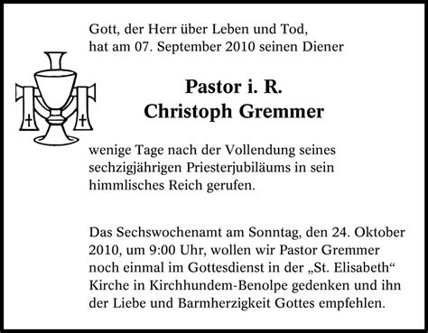 traueranzeigen von christoph gremmer trauer  nrwde