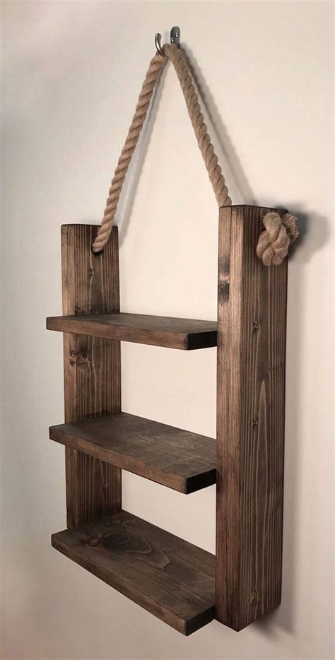 rustic ladder shelf rustic wood  rope ladder shelf