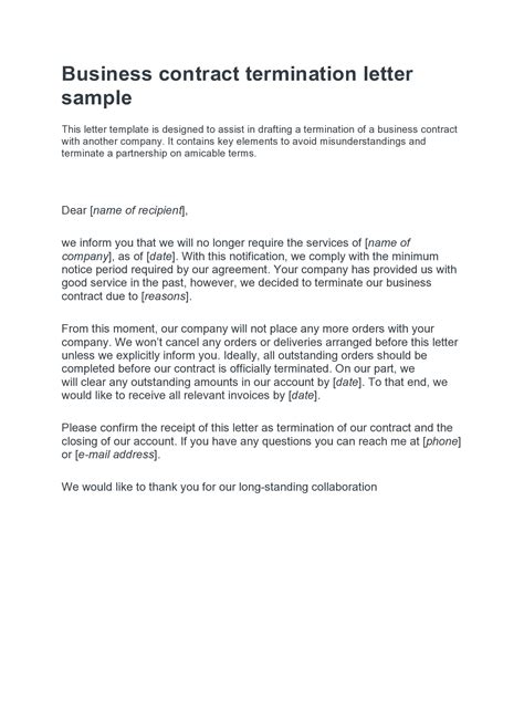 editable contract termination letters  templatearchive