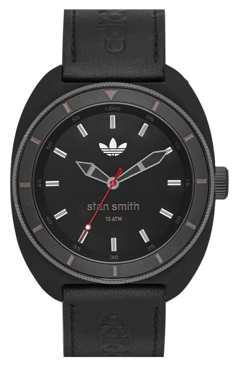 adidas originals stan smith leather strap watch 42mm nordstrom