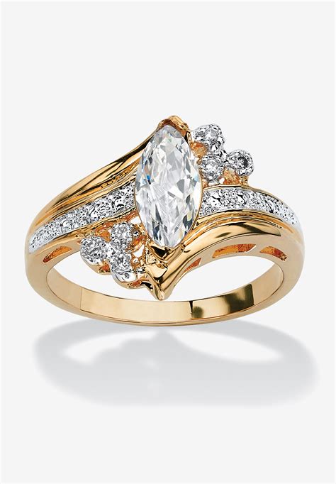 gold plated marquise cut engagement ring cubic zirconia fullbeauty outlet