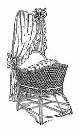 Vintage Baby Illustration Bassinette Clipart Bassinet sketch template