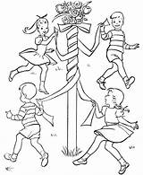 Coloring Spring Pages May Kids Sheets Dance Maypole Activity Colouring Printable Print Seasons Season Color Clipart Pole Fun Activities Sports sketch template