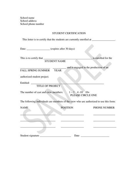 student certification form sample fill  sign     templateroller