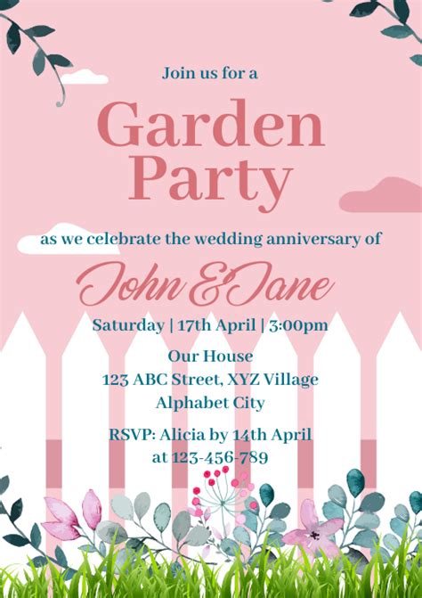 garden party invitation template postermywall