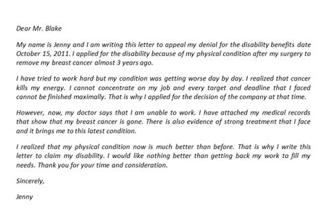 disability appeal letter   sample template creator