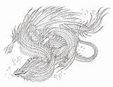 Dragon Coloring Serpent Sea Printable Pages Description sketch template