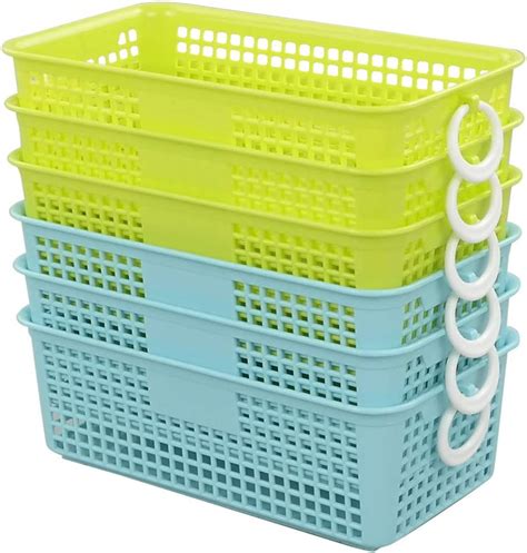 ponpong plastic small storage organizer baskets 6 pack uk
