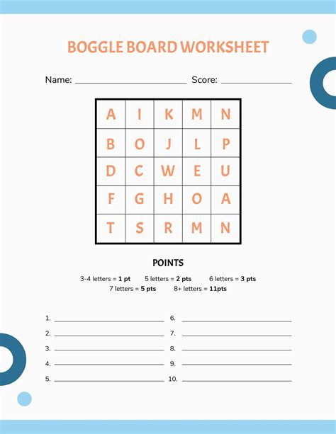 math boggle board template  word  pages google docs