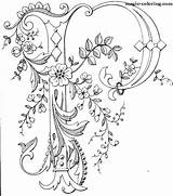 Coloring Monograms Flowered Pages Magic sketch template
