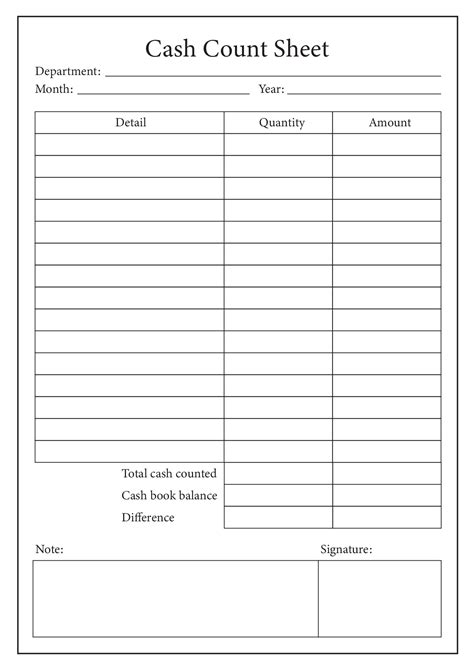 printable cash drawer count sheet