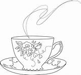 Tea Cup Teacup Saucer Drawing Sketch Clipart Clip Fancy Cups Vintage Vector Coloring Drawings Coffee Cute Outline Tattoo Plate Pages sketch template
