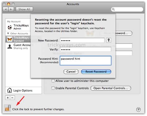change mac password mac os