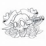 Tattoo Skull Tattoos Designs Stencils Skulls Flash Funny Knife Demon Stencil Dagger Adn Sugar Popular Gorgeous Flames Tatto Drawing Printable sketch template