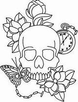Skull Coloring Pages Designs Tattoo Embroidery Urban Threads Goth Adult Template Colouring Pattern Outline Easy Patterns Printable Lightning Drawings Stencil sketch template
