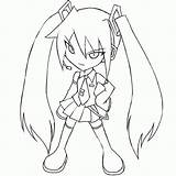 Miku Hatsune Coloring Pages Lineart Vocaloid Anime Drawings Chibi Clipart Cute Girls Library Popular Deviantart Sad Coloringhome sketch template