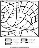 Thanksgiving Worksheets Math Color Division Coloring Pages Cut Turkey Printable Worksheet Paste Number Grade Multiplication 3rd 4th Addition Mystery Diagram sketch template