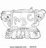 School Girl Boy Outline Coloring Chalkboard Clipart Illustration Visekart Alphabet Royalty Rf sketch template
