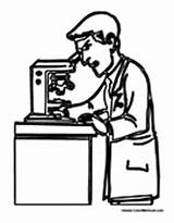 Scientist Coloring Pages Microscope sketch template