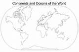 Continents Oceans Blank Unlabeled sketch template