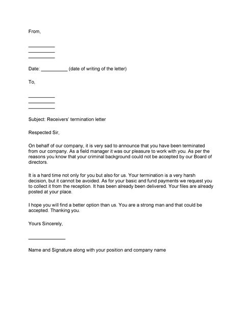 letter  employer  termination    letter template