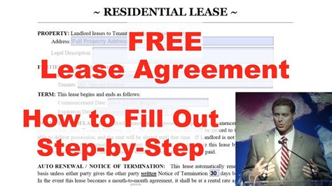 how to fill out our free residential lease agreement by landlord guidance youtube