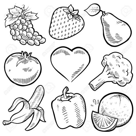 drawing pictures  fruits  vegetables  getdrawings