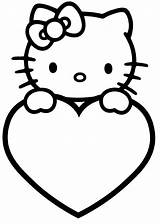 Kitty Hello Coloring Pages Valentine Heart Valentines Printable Silhouette Kids Colouring Cartoon Drawing Printables Color Coat Sheets Print Template Et sketch template