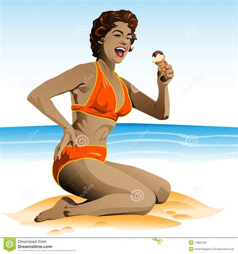 summer pin up with ice cream royalty free stock images