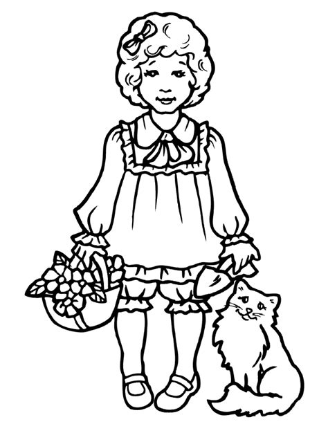 cat coloring page  cute girl   cat