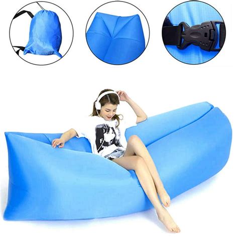 inflatable lounger air sofa portable hammock lazy beach chair  camping park hiking